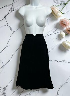 Olga Kapustina Long Flare Black Skirt Sz 6 Godet Back Cotton Maxi Lined